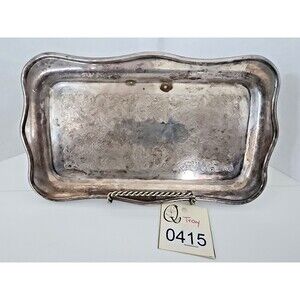 Vintage Sheridan Silverplate 10" x 6" Tray Ornate Design Crown S Shield Stamped